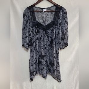 Lilly Lou Women's Black & White Sheer Blouse Size S